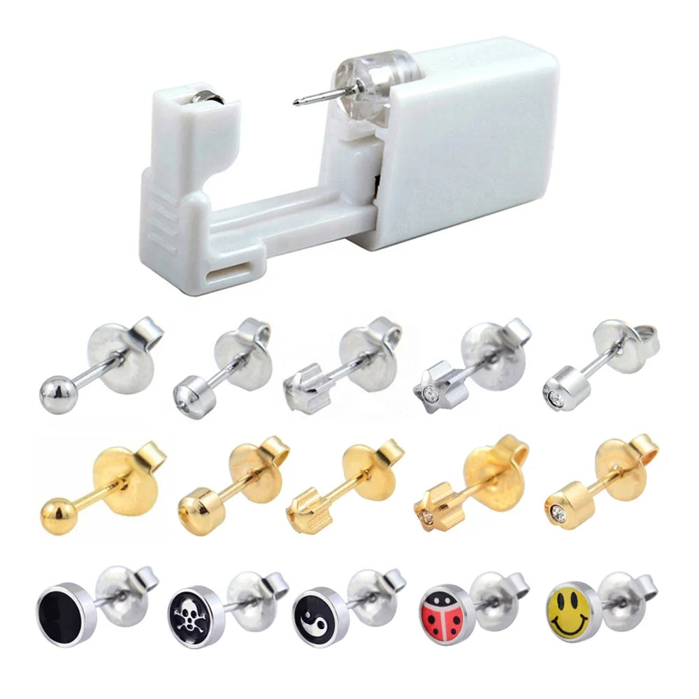 Wholesale Surgical Steel Star Earring Studs Disposable Ear Piercing Unit Safe Sterile Easier Ear Piercing Gun Machine